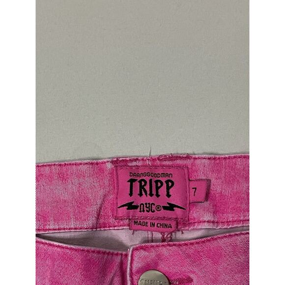 TRIPP NYC DAANG GOODMAN pants womens 7 pink zipper pockets Goth Steampunk Skulls - Picture 3 of 7